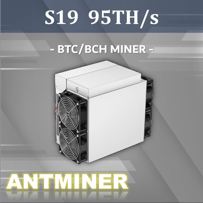 Bitcoin Bitmain Antminer S19 95T 3250w Sha256 16.5kg 80db Beyaz Ethernet